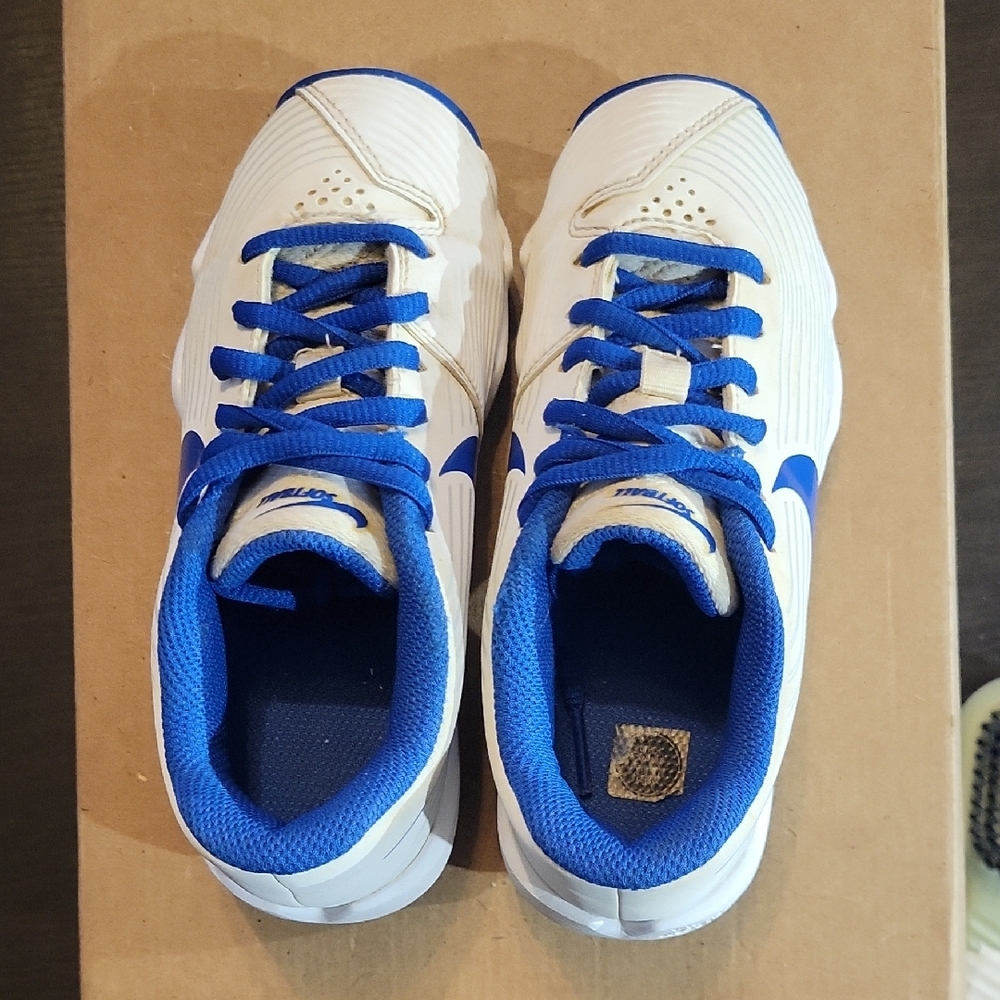 Nike Hyperdiamond 3 White and Blue Kids Cleats (2020) 12c EUC - Picture 6 of 10